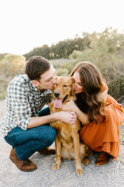 Christmas Card Photo with Couple and Dog Maddie Moore Photography