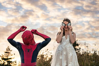 Unique spiderman wedding in Nova Scotia.