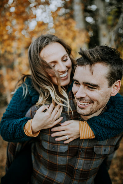 man and woman hugging