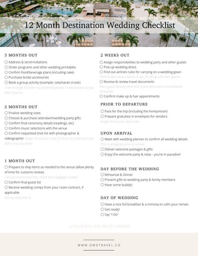 12 month destination wedding checklist freebie