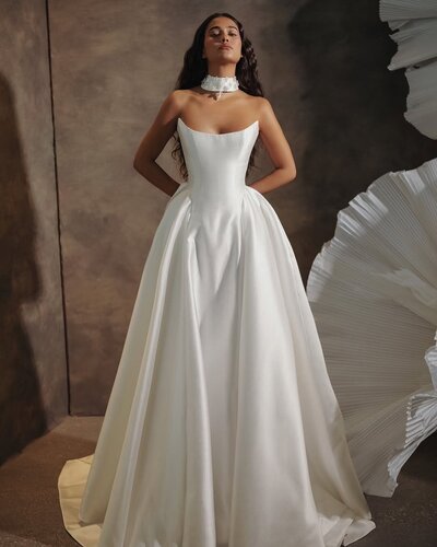 The Margot Studios Margaret Gown stocked at Sunday's Bride, London. UK