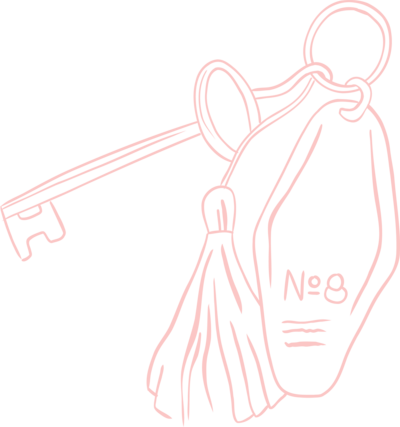Illustrated key and key tag icon representing the unlocking of strategic content solutions with Sugarpunch Marketing®.