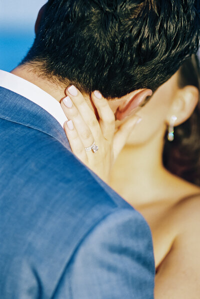 Bride smiles warmly at her groom during their first look moment at Casa Colonial Beach & Spa photographed by Asia Pimentel, fine art wedding photographer.