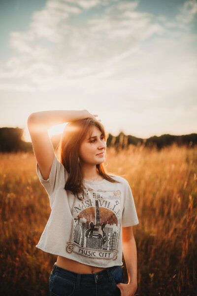 Rockford Michigan field of flowers senior session