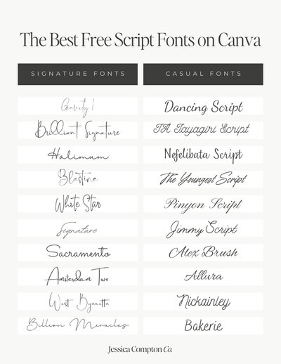 Script Free Canva Script Fonts 2 - JCO