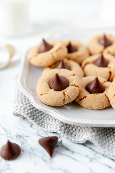 peanut butter cookies with a Hershey's kiss in the middle