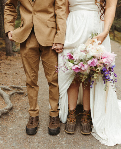 couples feet during an elopement in Denali National Park