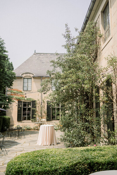 Greencrest Manor back terrace in the summer
