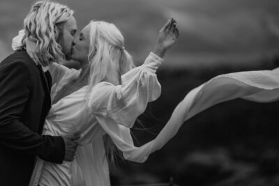 black and white couple kissing