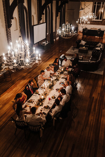 reception dinner of a micro wedding captured by aim true photography