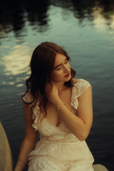 A bride moves on her wedding day, blurred.