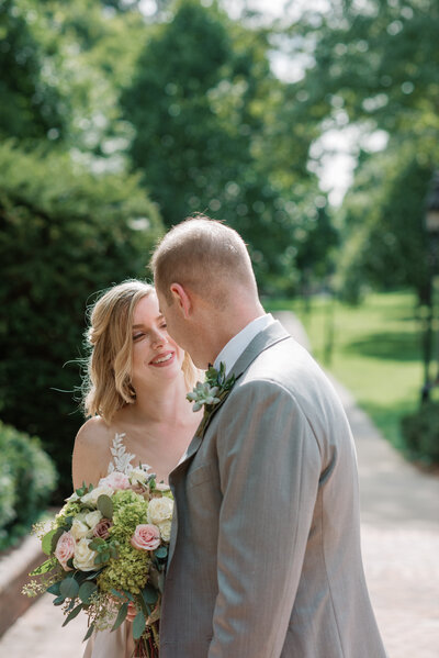 Bride and groom portrait at southern vineyard wedding venue in Charlottesville, Virginia