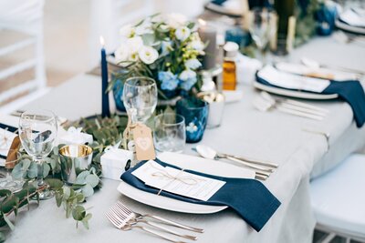 San Diego wedding  with blue tablescape
