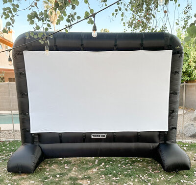 movie screen and projector blow up for a backyard party with AZ Party Squad