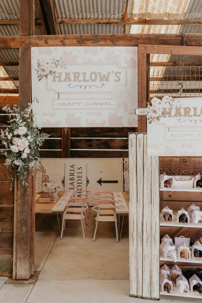 Party signage at a pony themed party planned by Fancy Chancey in San Diego CA