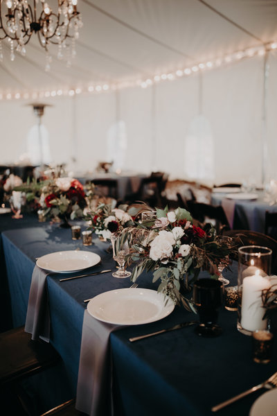 blue gray table wedding