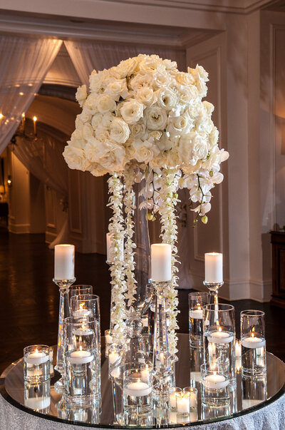 White Floral Tablescape at St. Regis Atlanta Wedding