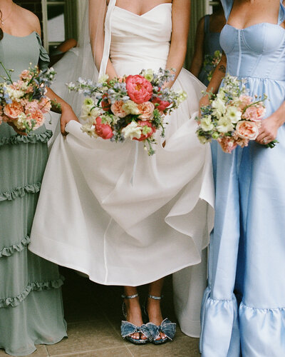 Bride and bridesmaids photographed on film by Cincinnati Wedding Photographer Cheyenne Bayne at French Park