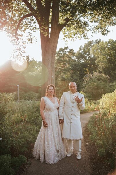 Indian wedding couple photographed in the woods