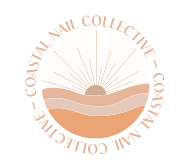stamp style logo displaying the beach and sun in monotone shades