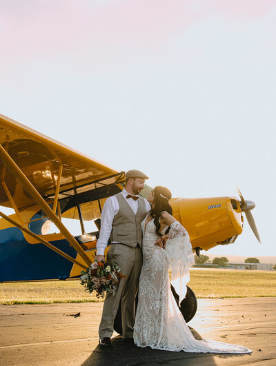 Fredricksburg Wedding Day Photography of pilot and his bride on wedding day.