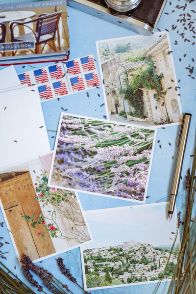 provence french postcards show lavender fields and luberon villages