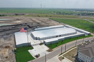 Drone view of The Haven Self Storage facility in Gregory Texas showing building layout and secure storage spaces supported by WLS Interests.