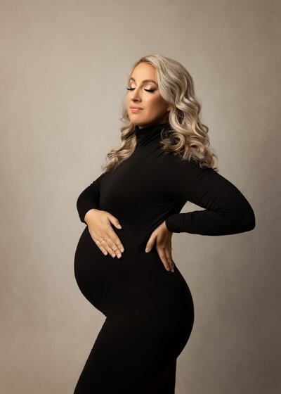 Glamorous studio maternity photography session in Charlotte, NC.