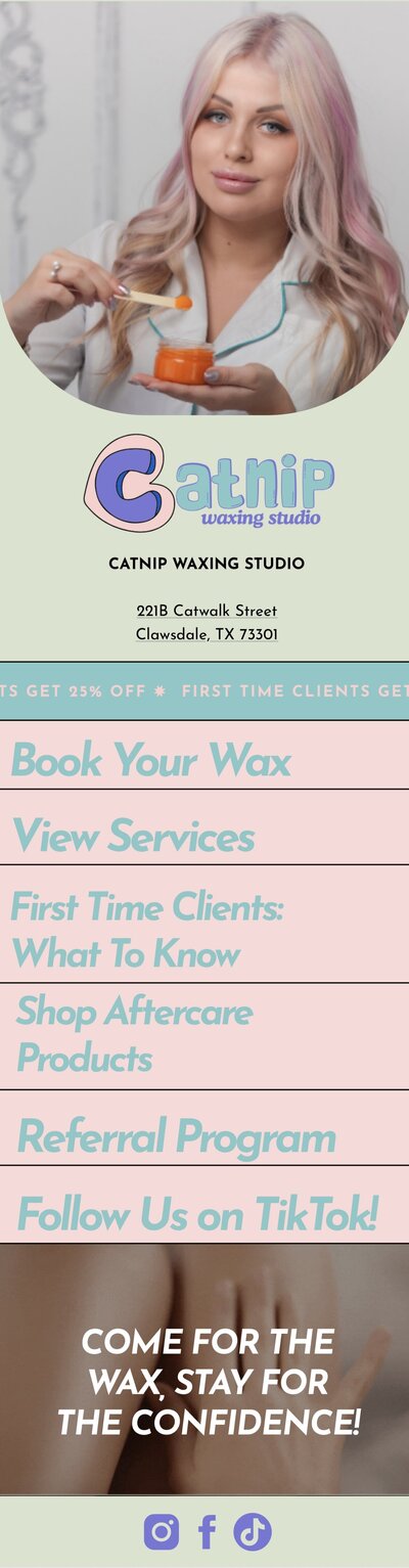 Colorful and modern web design for an esthetician by a Phoenix based web designer