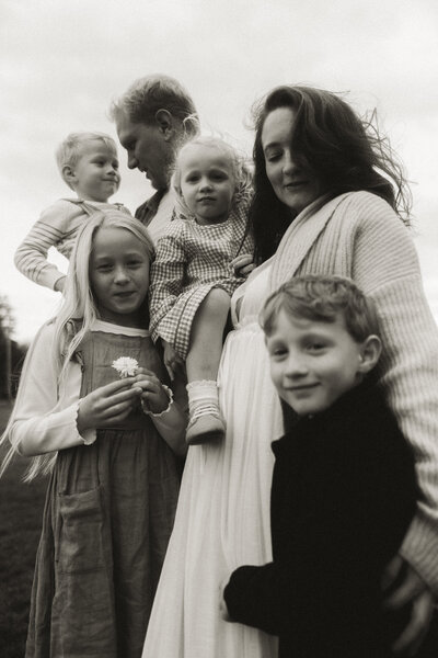 family in a field