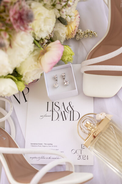 Bridal accessories for wedding day in natural light bridal suite Melbourne