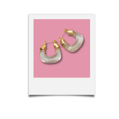 polaroid image of karen and rita earrings