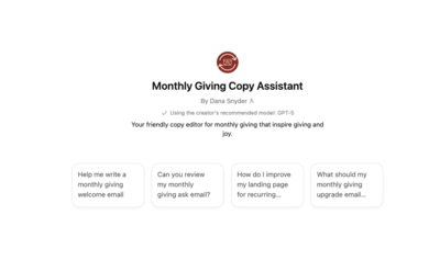Monthly Giving Copy Assistant GPT