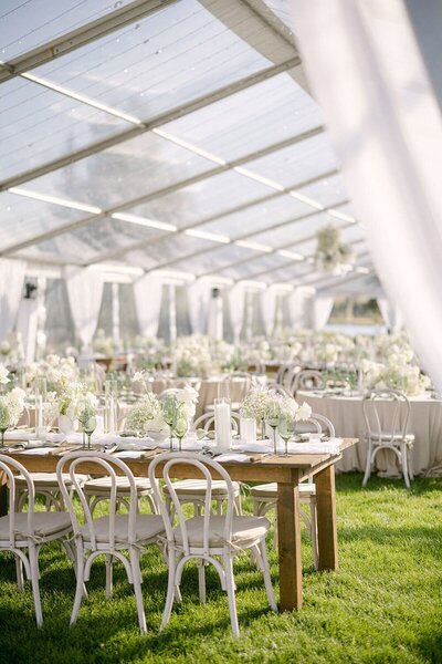 Outdoor tent with clear ceiling in Steamboat Springs, CO event venue