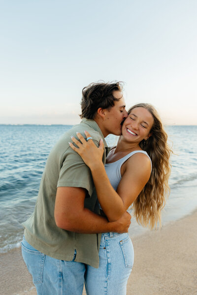 Oahu sunset couples session capturing a sweet romantic, natural moment captured by Hawaii photographer Lexi Rae Photo