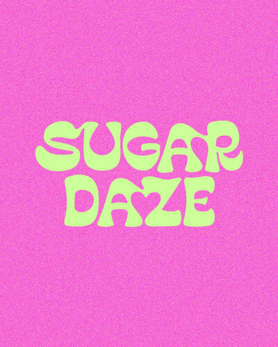 bright neon green and pink logo with minimal heart