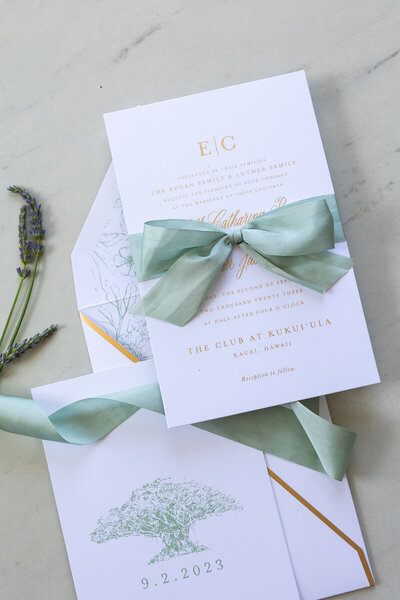 Custom calligraphy wedding invitation in gray ink