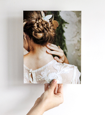 Fine art wedding print sample showing professional quality printing, offered by Auckland wedding photographer Zanthe Vorsatz.
