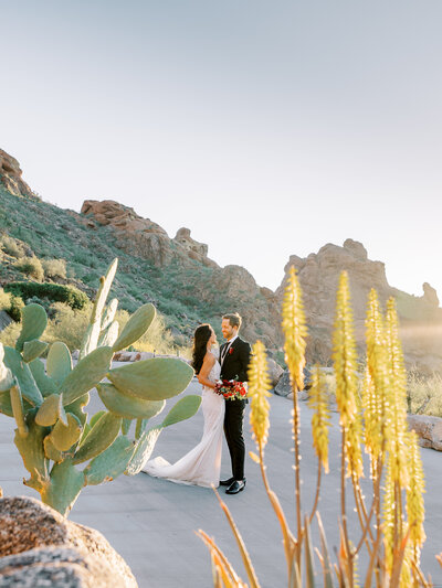bride and groom walking