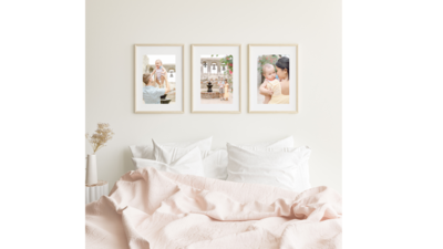 trio customized wooden frames in bedroom