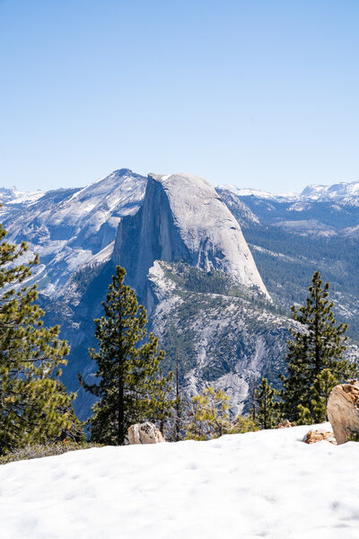 half dome with snow