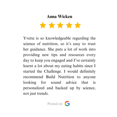 Build Nutrition | google reveiw | Anna W