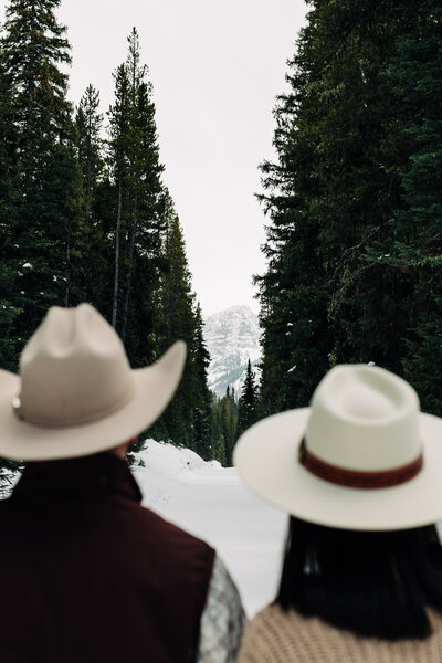 Couple in the Mountain peaks of Montana