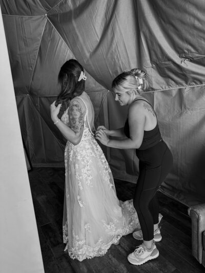 bride getting ready on her wedding day