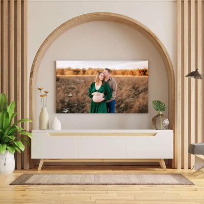 framed maternity photo of pregnant couple field captured by Joplin MO family photographer The XO Photography