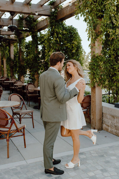 bride and groom at rehearsal dinner