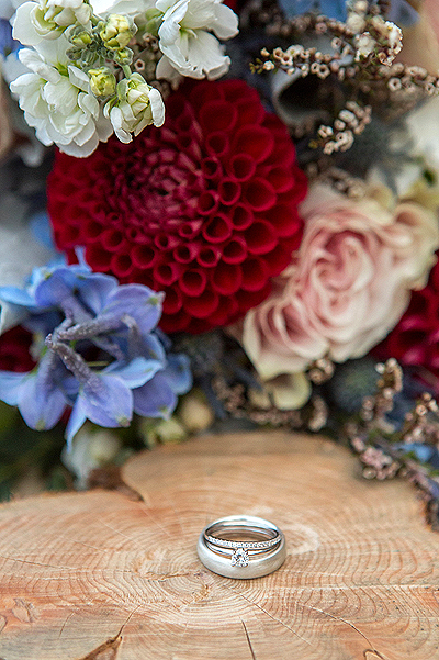 wedding ring and flowers