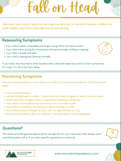 Picture of Printable heady injury Handout PDF