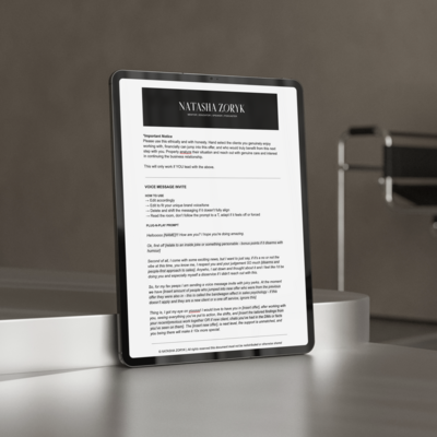 a business mentor natasha zoryk branded package