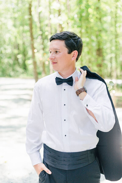 Bride and groom walk up memorial steps at their DC wedding